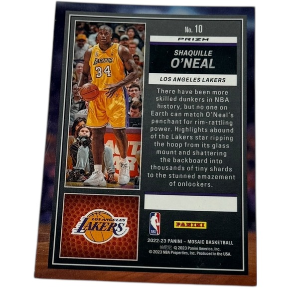 2022 23 Panini Mosaic Shaquille ONeal Lakers Masters Prizm Basketball Card 10 - Picture 2 of 2
